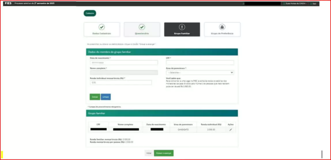 printscreen site FIES