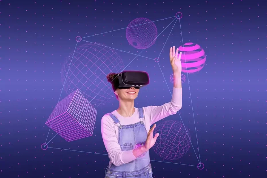 moça com óculos de realidade virtual